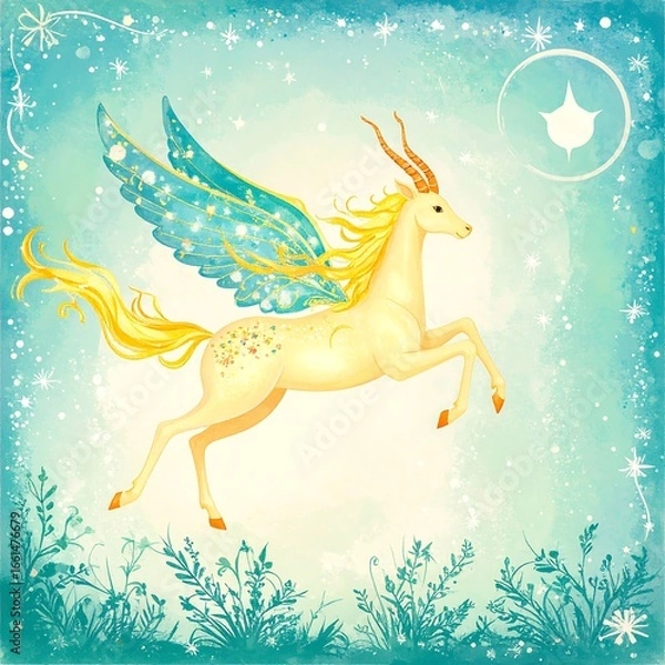 Obraz Flying Pegasus in starry night