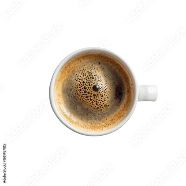 Obraz Overhead View of a Cup of Freshly Brewed Coffee