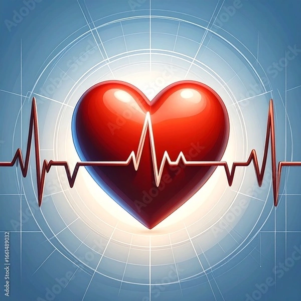 Fototapeta Background with red ECG (heart rate) lines on a white gradient. Suitable for medical designs, World Heart Day posters, or health campaigns.