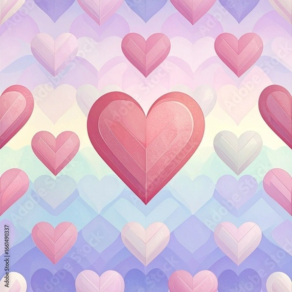 Fototapeta A seamless background pattern featuring red and pink hearts over pastel shades. Perfect for awareness designs, health posters, and World Heart Day decorations.
