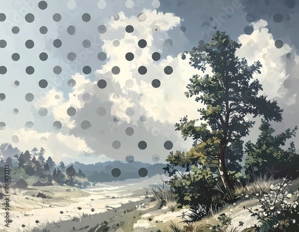 Fototapeta A simple and minimalist black and white seamless polka dot background pattern. Suitable for stationery, textile, and packaging designs.