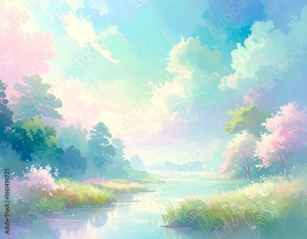 Fototapeta A pastel watercolor textured background with soft brushstrokes and artistic splashes. Perfect for invitation designs, creative posters, packaging, and branding.