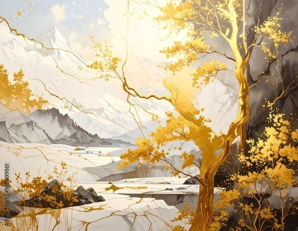 Fototapeta Background tekstur marmer putih dengan aksen emas yang elegan. Cocok untuk desain kemasan, branding fashion, hingga template premium.