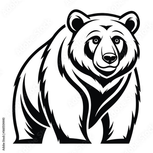 Fototapeta Black Bear on Shield Logo vector