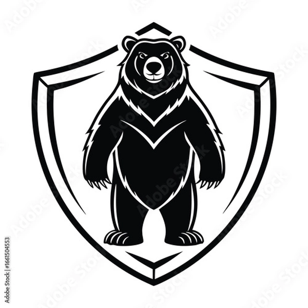Fototapeta 
Black Bear on Shield Logo vector