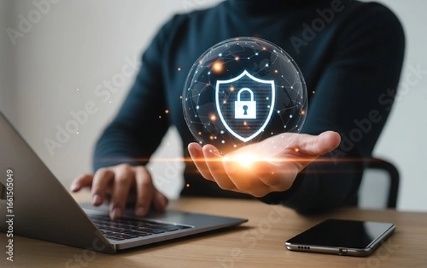 Fototapeta Digital data security sphere

