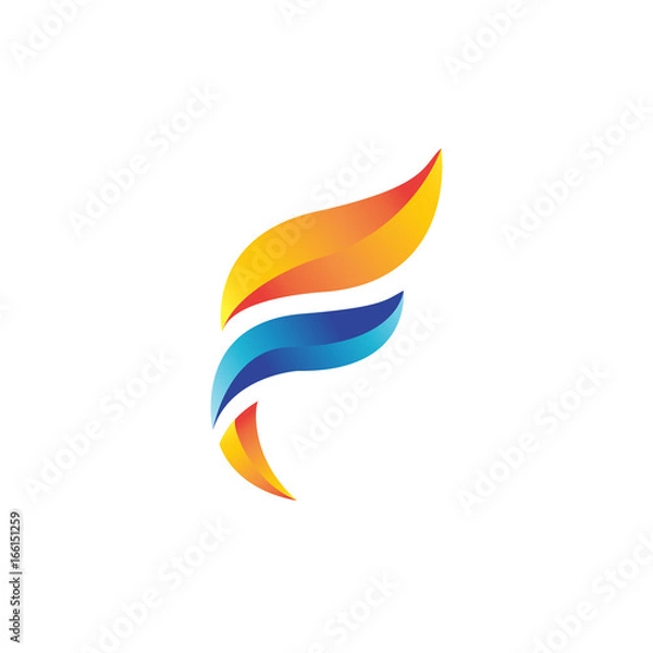 Obraz color letter F fire logo 
