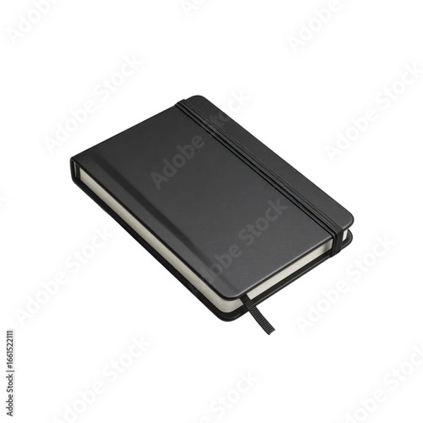 Obraz Black Closed Notebook with Elastic Closure and Bookmark