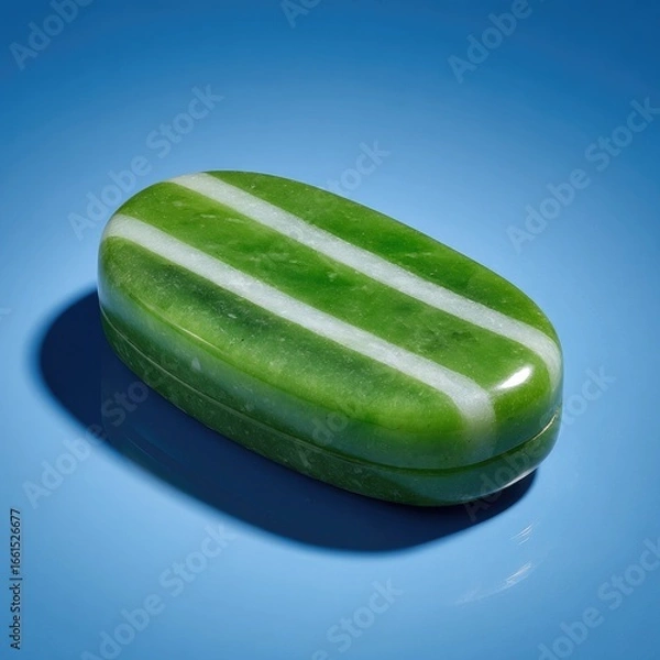 Fototapeta Oval, jade-like box with white stripes