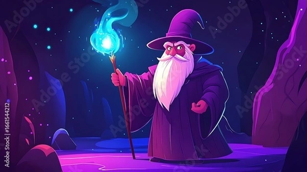Fototapeta Wizard character in a cave