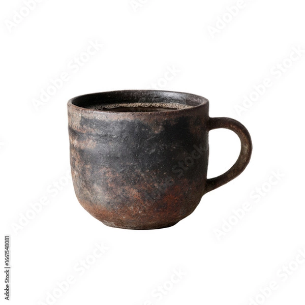Obraz Rustic Dark Brown Ceramic Mug with Coffee