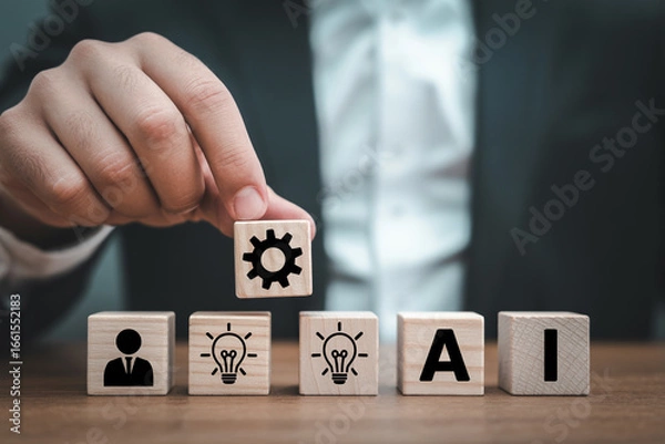 Fototapeta Artificial intelligence ai automation strategy business technology innovation concept solution