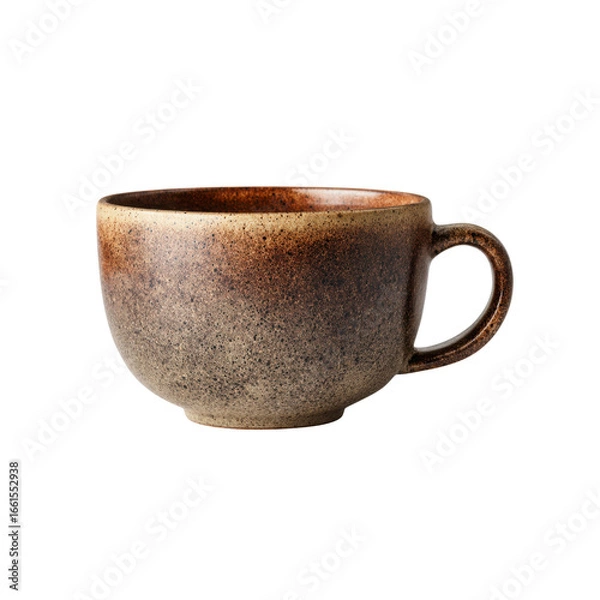 Obraz Rustic Brown and Beige Ceramic Mug, Earthenware Teacup, Coffee Cup, Large Capacity