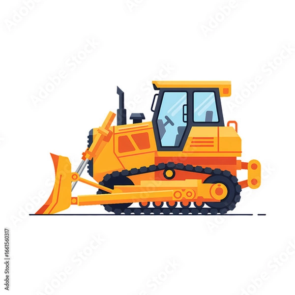 Fototapeta Powerful Bulldozer Construction Vehicle Illustration
