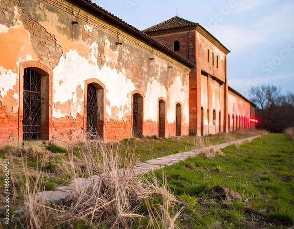 Fototapeta Abandoned building at sunset