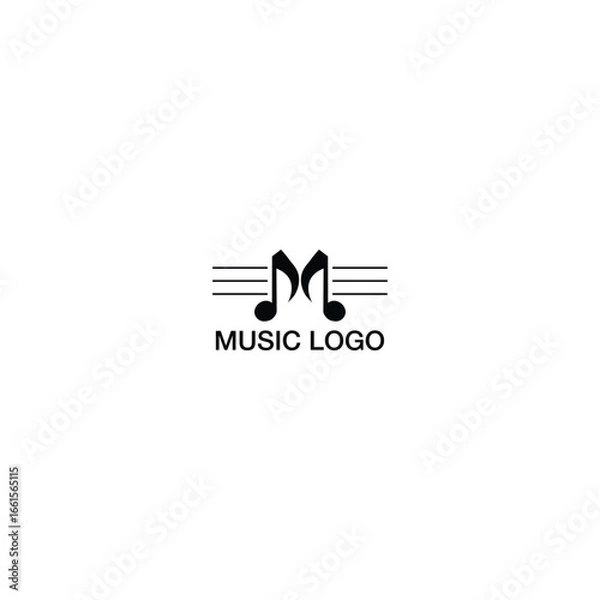 Fototapeta M letter music logo and M sound logo