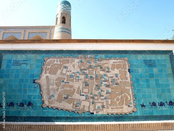 Obraz ヒヴァにあるイチャンカラの地図（ウズベキスタン）