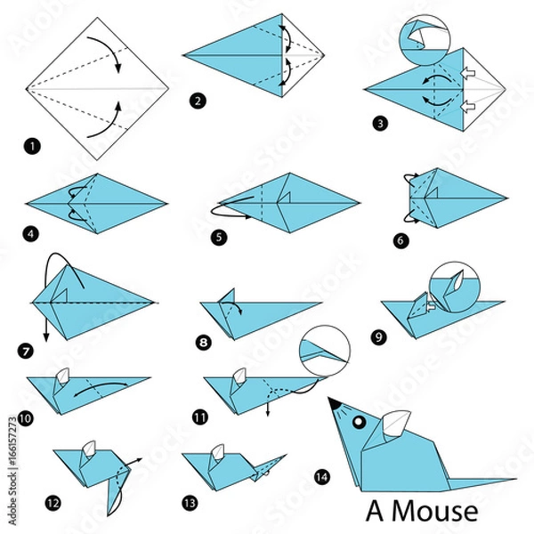Obraz instrukcje krok po kroku, jak zrobić origami A Mouse