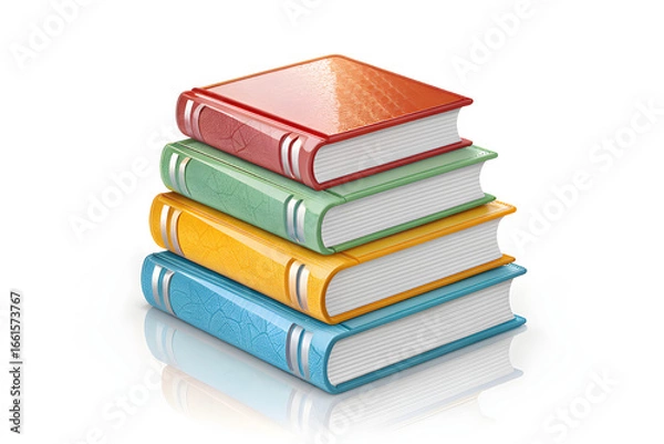 Obraz 3D Glossy Stack of Books Icon, Colorful Education and Learning Symbol