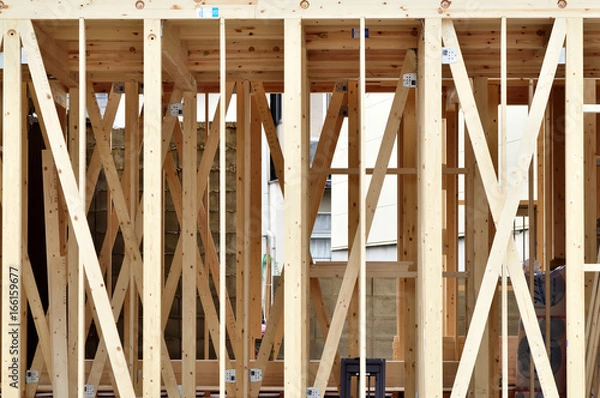 Obraz 建設中の木造建築