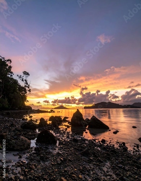 Obraz Coastal sunset scene