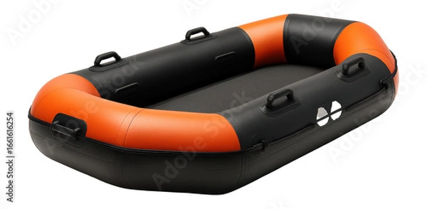 Fototapeta Four-person inflatable raft with reinforced seams and grab handles