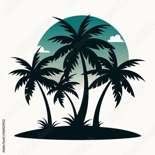 Fototapeta palm tree silhouette vector