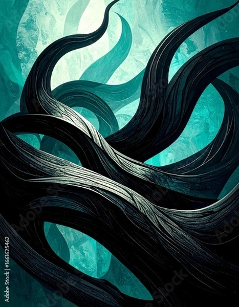 Obraz Dark tendrils against a teal backdrop