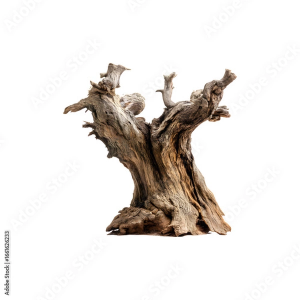 Fototapeta Old tree trunk with weathered bark and visible decay