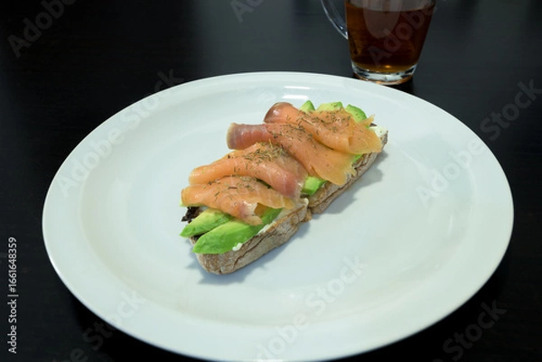 Fototapeta Avocado Toast with Smoked Salmon