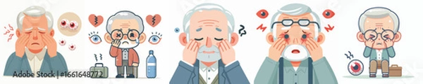 Fototapeta vector of grandfather with sore eyes