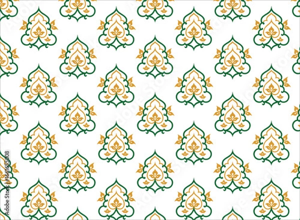 Fototapeta  Repeating floral pattern isolated on white background with vintage design