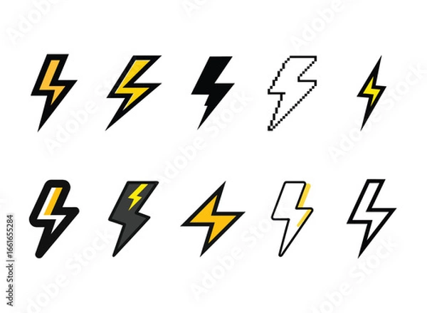 Fototapeta  Collection of lightning bolt icons isolated on white background
