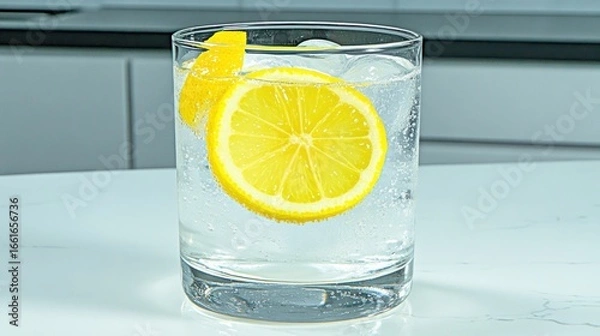 Obraz Refreshing Lemon Water in Glass
