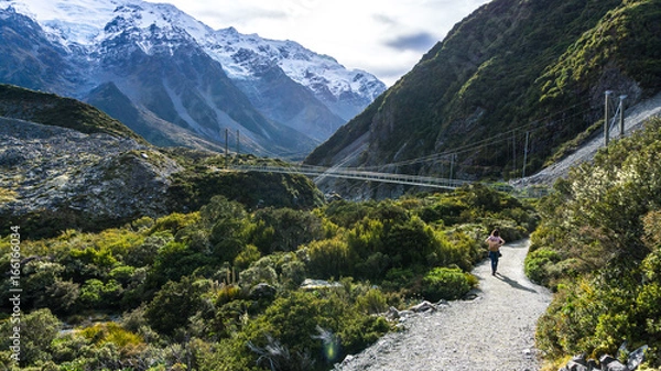 Obraz Suspension bridge in mountains