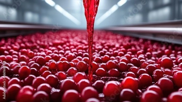 Obraz Cranberry Processing: A Stream of Red