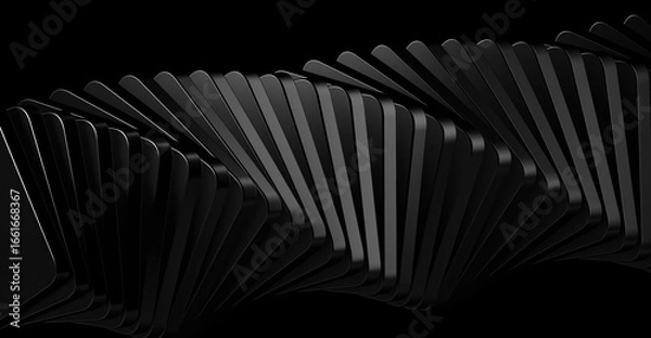 Fototapeta Abstract spiral of black plates, creating a dynamic and elegant design with a modern aesthetic. The play of light and shadow enhances the three-dimensional effect and draws the eye