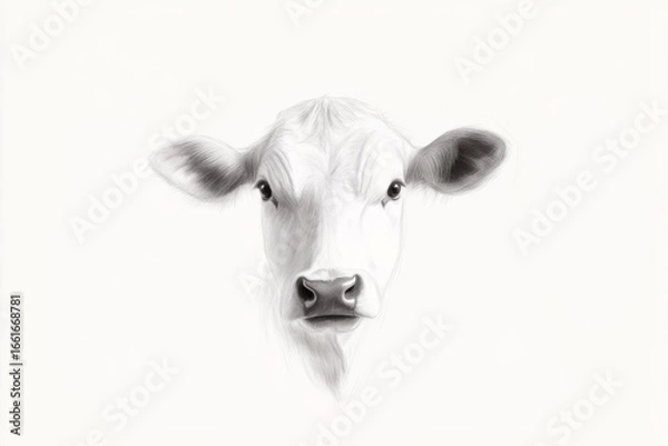Fototapeta Minimalist line drawing of cow for artistic and design projects