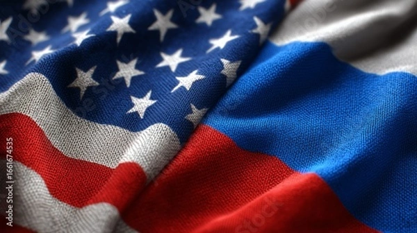 Obraz USA and Russian Flags 