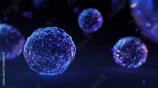 Obraz Abstract spheres with intricate wireframe network