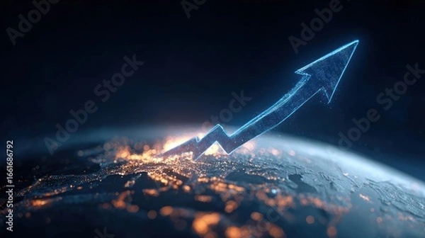 Obraz A glowing arrow ascends over a planet