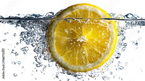 Obraz lemon slice in water splash on white background