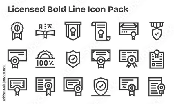 Fototapeta Bold Line Style Licensed Icons - 18 Vectors