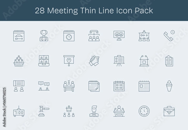 Obraz Meeting Visual Pack - 28 Thin Line Icons