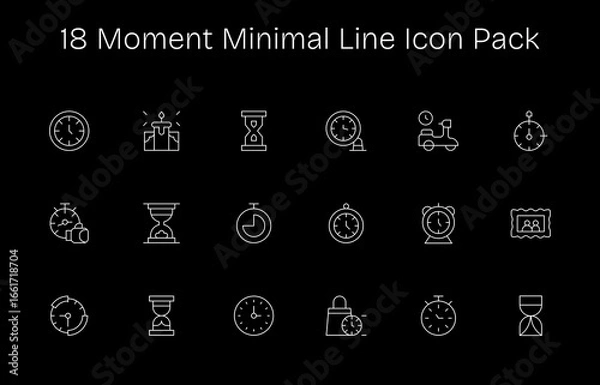 Fototapeta Minimal Line Style Moment Icons - 18 Vectors