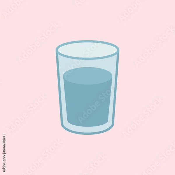 Fototapeta Illustration of a glass filled with water in a simple and modern style, suitable for themes of drinks, health, hydration, and everyday life.