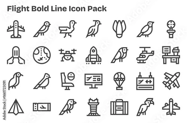 Fototapeta Flight Icon Set - 28 Extra Bold Line Graphics