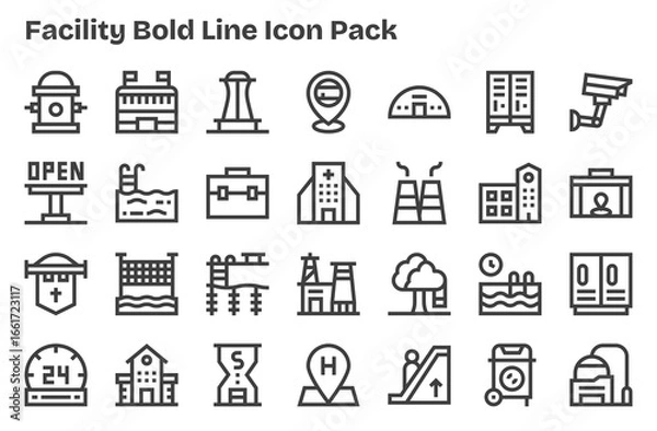 Fototapeta 28 Icons for Facility in Extra Bold Line Format