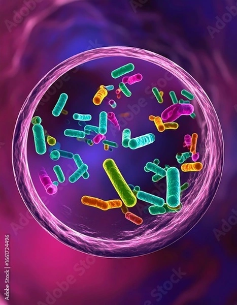 Obraz Colorful microscopic bacteria inside a cell