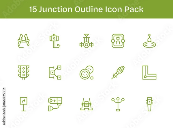Fototapeta Outline Icons - Junction Set with 15 Vectors